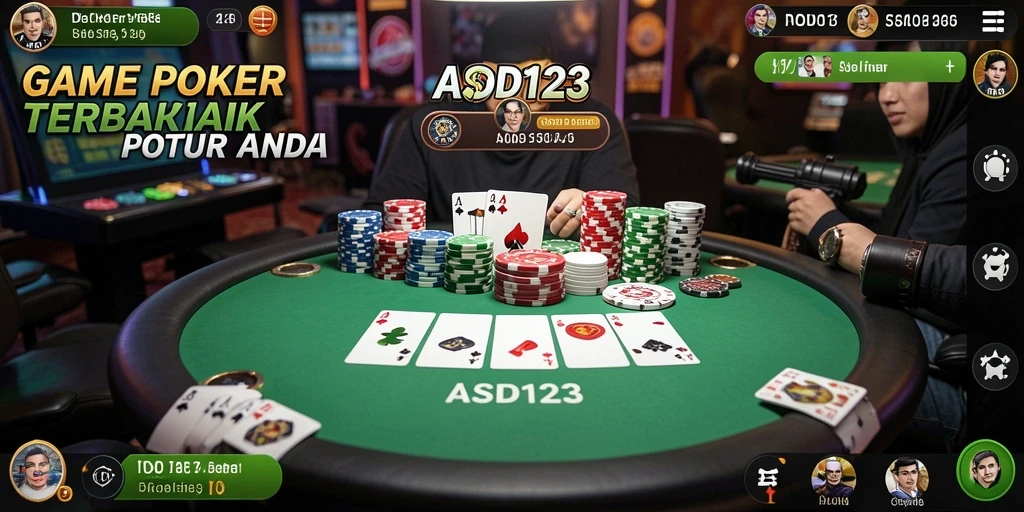 Screenshot menunjukkan gameplay Poker yang menarik dan mendebarkan.