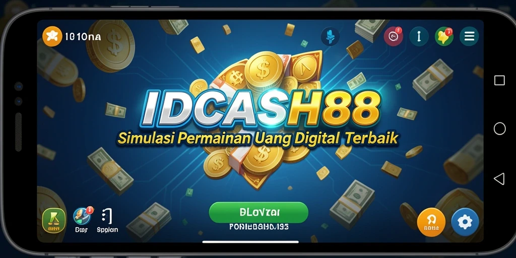 Tampilan utamanya menunjukkan gameplay simulasi uang digital yang menarik.