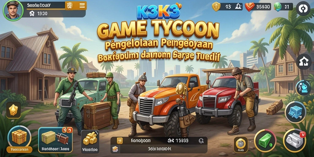 Tampilan gameplay K3K3 dengan pengelolaan sumber daya yang menarik.