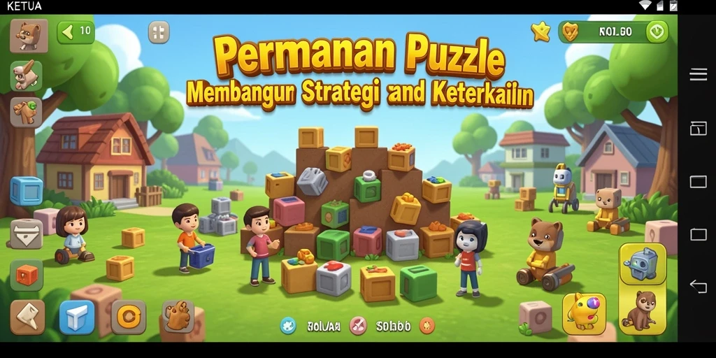 Tangkapan layar KETUA menunjukkan pemain menyelesaikan teka-teki dengan penuh konsentrasi.