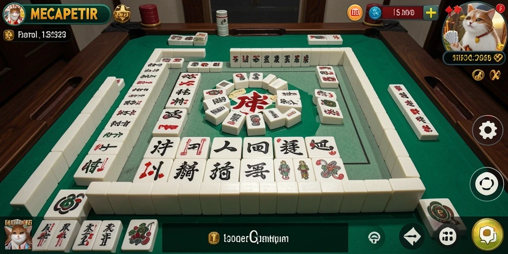Tangkapan layar gameplay MEGAPETIR dengan aksi Mahjong yang seru.