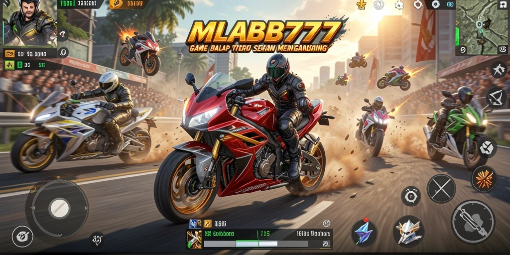 Screenshot gameplay menampilkan balapan motor yang seru dan menegangkan.