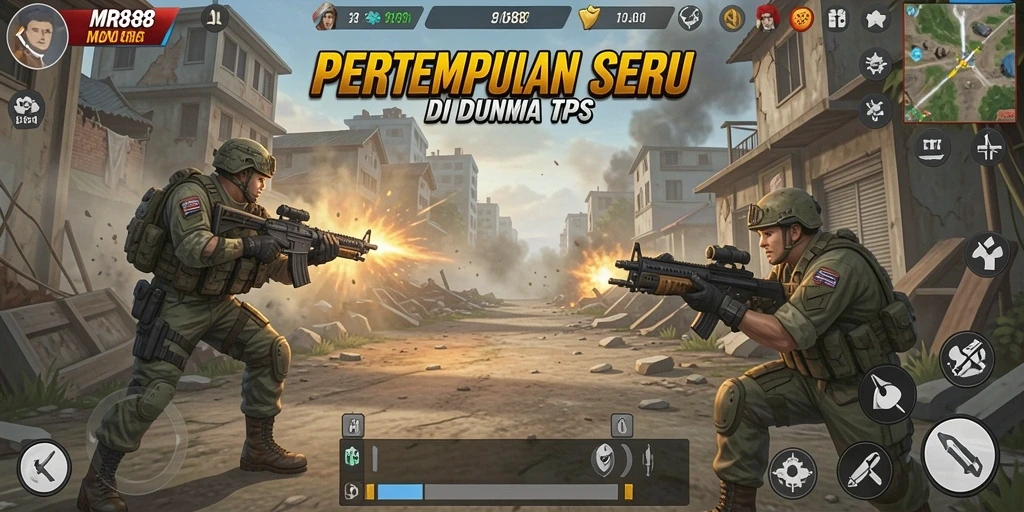 Screenshot gameplay MR888 dengan aksi pertempuran mendebarkan.