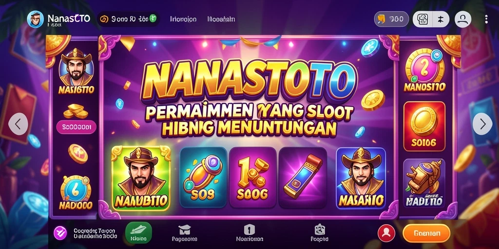 Tampilan menarik gameplay slot NANASTOTO yang penuh warna.