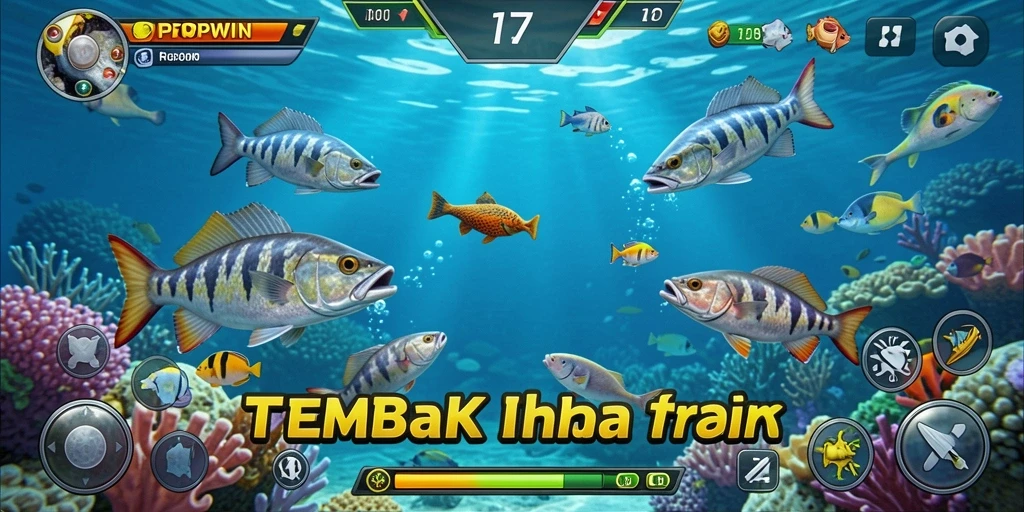 Screenshot gameplay POPWIN yang menampilkan serunya tembak ikan.