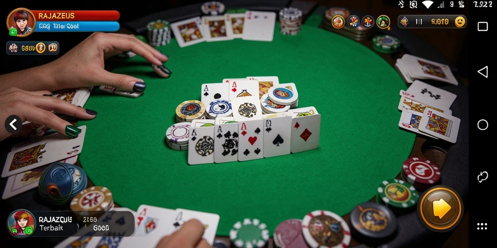 Tampilan gameplay seru dalam permainan QiuQiu RAJAZEUS.