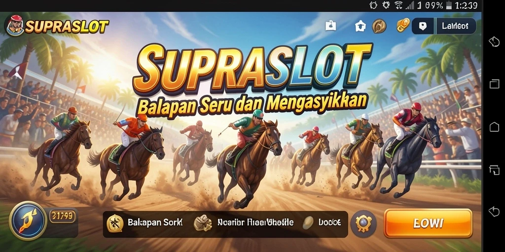 Tampilan menarik gameplay balapan di SUPRASLOT yang mendebarkan.